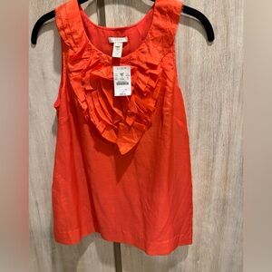 NWT JCREW Women’s Sleeveless Fully Lined Ruffle Floral Detail Top Size: 2